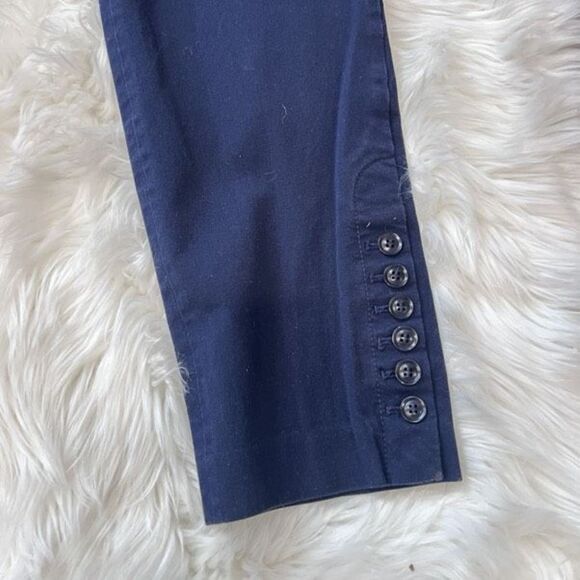 Talbots Chatham Women's Ankle Pants Side Zip Button Hem Cropped‎ Blue Size 10 - Picture 5 of 9